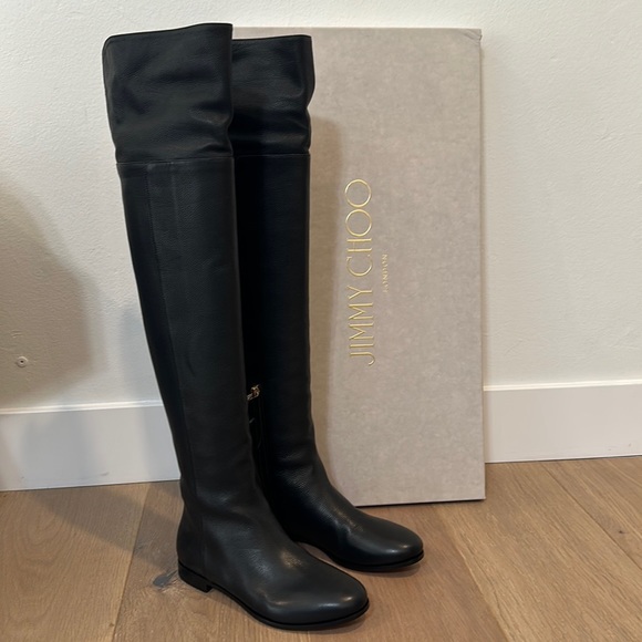 BNIB Size 34.5/4.5 UNWORN! - Jimmy Choo Mitty Flat Over the Knee Leather Boot - Picture 1 of 6